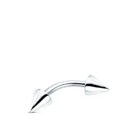 Piercing para Ceja Oro Blanco 9k de 15 mm. con dos pinchos