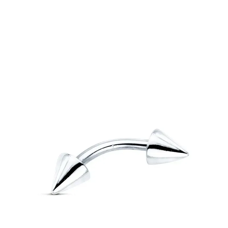 Piercing para Ceja Oro Blanco 9k de 15 mm. con dos pinchos