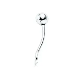 Piercing para Ombligo en Oro Blanco de 9k con circonita bola lisa de