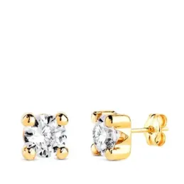 Pendientes en Oro 9k con circonita de 6 mm. garras