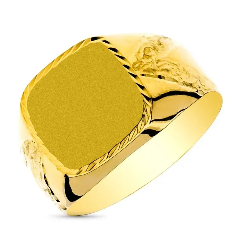 Sello en Oro 9k hueco tallado tamaño cabeza 13 x 12 mm. detalles late