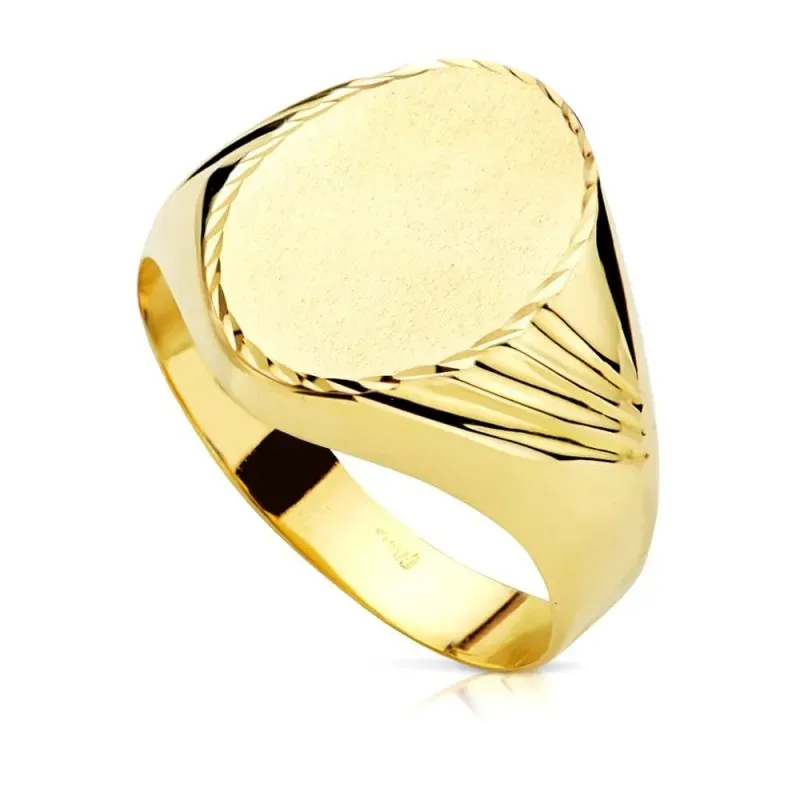 Sello en Oro de 9k hueco cabeza ovalada de 16 x 12 mm. tallado. Graba