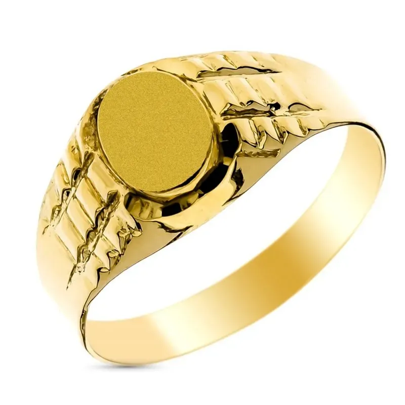 Sello Oro de 9k para niño hueco cabeza ovalada 8 x 6 mm. tallado. Gra