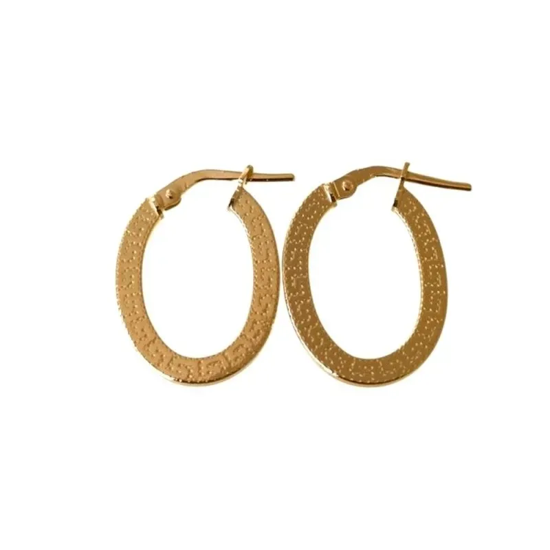 Pendientes plata Ley 925m aros mujer 10 mm. Ovalados chapados oro det