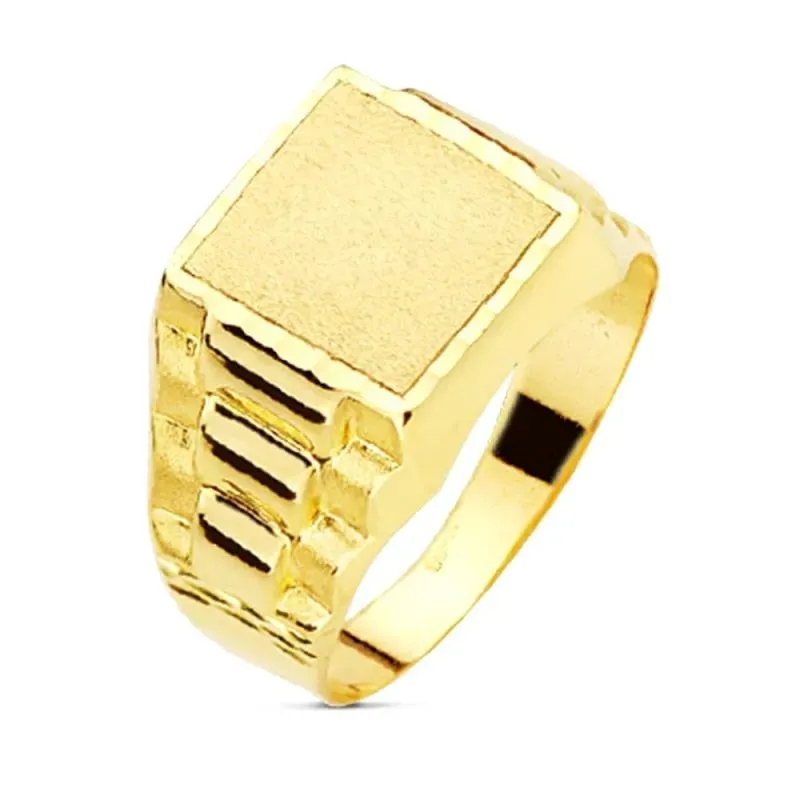 Sello Oro 9k niño cabeza cuadrada 9 mm. hueco detalles laterales. Gra