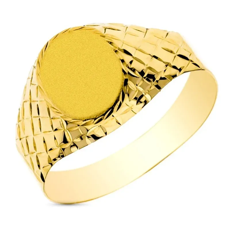 Sello Oro de 9k para niño cabeza ovalada 19 x 9 mm. hueco tallado. Gr