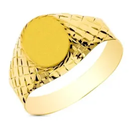 Sello en Oro de 9k para niño cabeza ovalada de 19 x 9 mm. hueco talla
