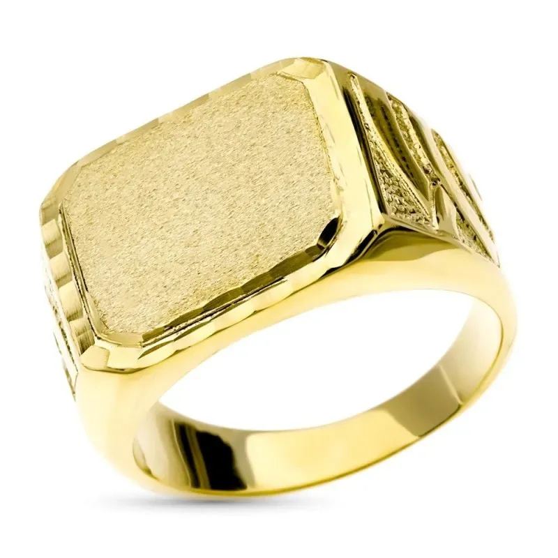 Sello Oro 9k forrado cabeza rectangular de 19 x 9 mm.. Grabación incl