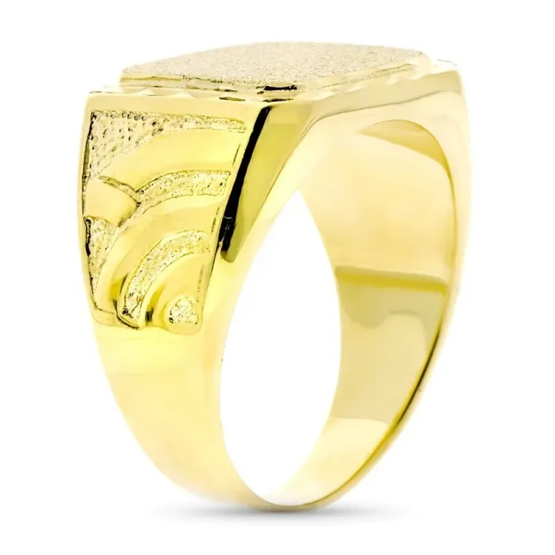 Sello Oro 9k forrado cabeza rectangular de 19 x 9 mm. detalles latera