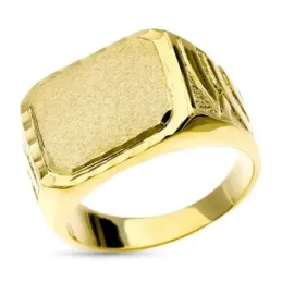 Sello Oro 9k forrado cabeza rectangular de 19 x 9 mm. detalles latera