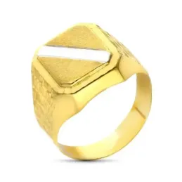 Sello Oro Bicolor 9k tallado hueco tamaño cabeza 16 x 14 mm.. Grabaci