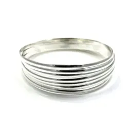 Pulsera aro plata Ley 925m mujer semanario media caña liso 7 aros diámetro 60mm. ancho 3mm.
