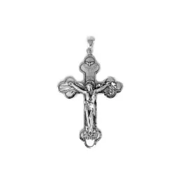 Cruz plata Ley 925m Cinco Misterios Cristo 48 mm. detalles combinada