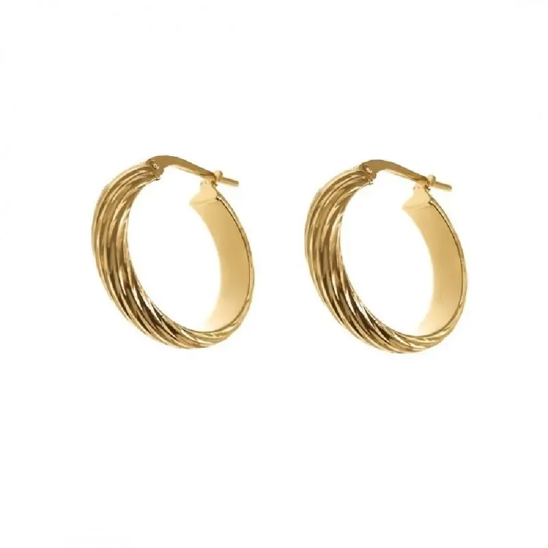 Pendientes plata Ley 925m chapados oro 15 mm. mujer media caña detall