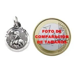 Medalla colgante plata Ley 925m escapulario macizo 15mm. Cristo Corazón de Jesús Virgen del Carmen