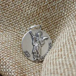 San Pancracio Medalla Plata Ley 925m maciza 21 mm.. Grabación incluid