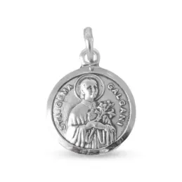 Santa Gema Medalla Plata Ley 925m maciza 18 mm. bisel liso