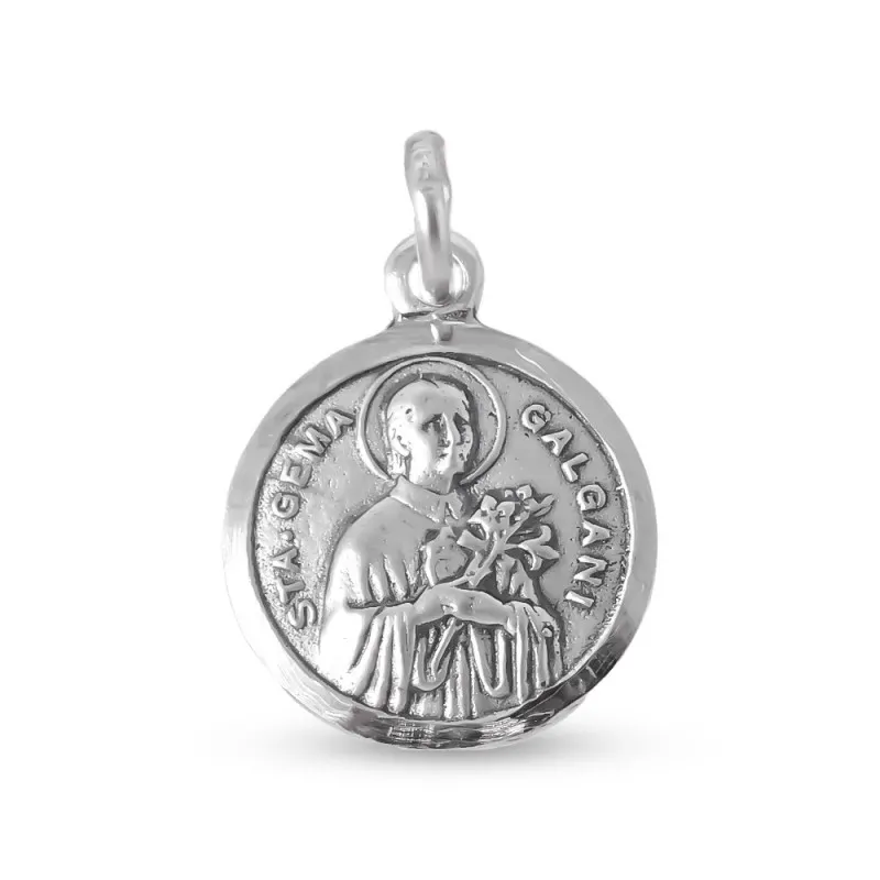 Santa Gema Medalla Plata Ley 925m maciza 18 mm. bisel liso