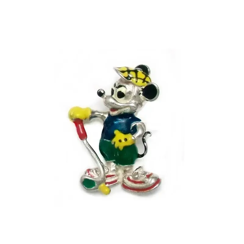 Colgante plata Ley 925m Mickey Mouse esmaltado golf 29.5mm. [AB4121]