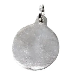 Medalla colgante plata Ley 925m maciza 21mm. Virgen María Auxiliadora tallada trasera lisa