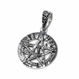 Colgante plata Ley 925m tetragramatón 16mm. amuleto unisex calado centro estrella