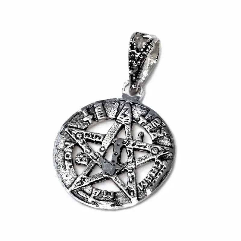 Colgante plata Ley 925m tetragramatón 16mm. amuleto unisex calado centro estrella