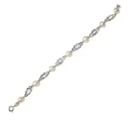 Pulsera plata ley 925m 16cm. perla cultivada nudo marinero [AB5583]