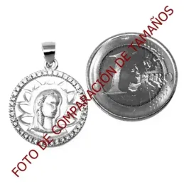 Colgante plata Ley 925m bicolor Virgen Niña redondo [AB5584]