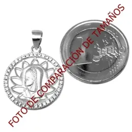 Colgante plata Ley 925m bicolor Virgen Niña circonitas [AB5589]