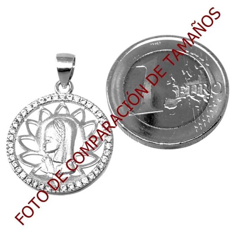 Colgante plata Ley 925m bicolor Virgen Niña circonitas [AB5589]