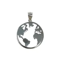 Colgante plata Ley 925m. mapamundi 20mm. calado [AB9527]