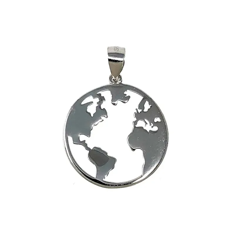 Colgante plata Ley 925m. mapamundi 20mm. calado [AB9527]