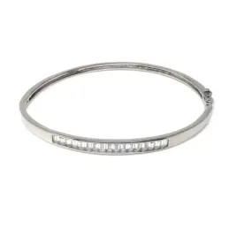 Brazalete pulsera plata Ley 925m mujer 71 mm. lisa combinada circonit
