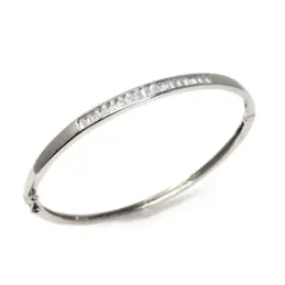Brazalete pulsera plata Ley 925m mujer 71 mm. lisa combinada circonit
