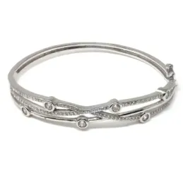 Brazalete pulsera plata Ley 925m mujer 54 mm. bandas combinadas circo