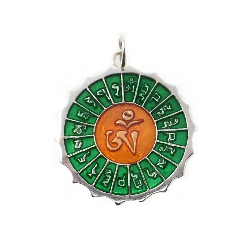 Mantra de la Salud y Medicina colgante plata Ley 925m amuleto 32 mm.