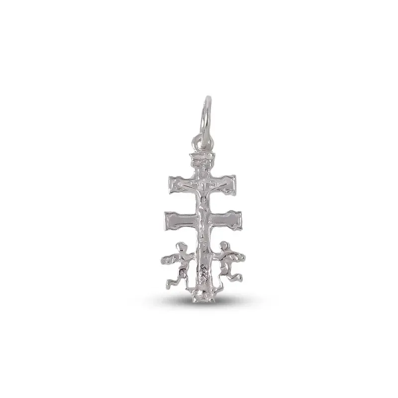 Cruz colgante plata ley 925m Caravaca 23mm. virgen detrás [AA0965]
