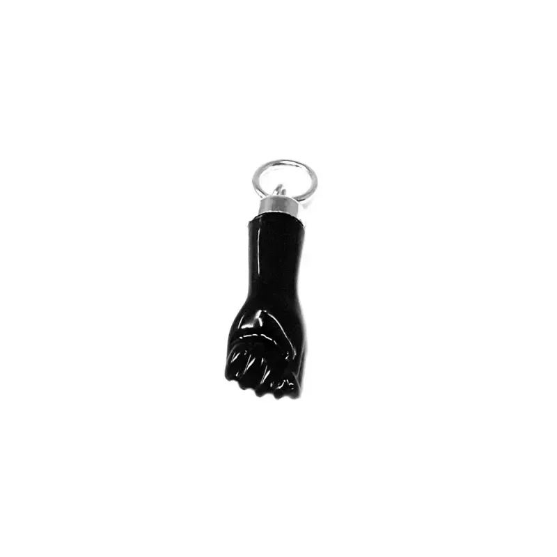 Colgante plata Ley 925m mano puño higa negro 15mm. sintético [AB6214]