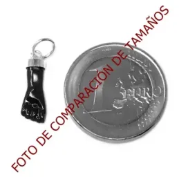 Colgante plata Ley 925m mano puño higa negro 15mm. sintético [AB6214]