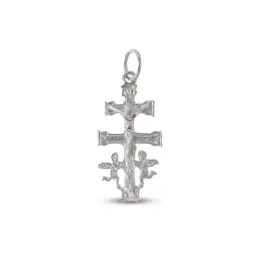 Cruz Caravaca plata Ley 925m 30mm. Cristo realce [1352]