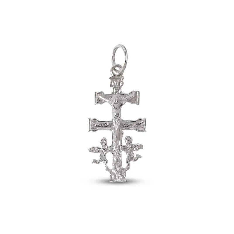 Cruz Caravaca plata Ley 925m 30mm. Cristo realce [1352]