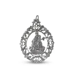 Medalla plata Ley 925m Virgen Carmen 50mm. cerco tallado filigranas mujer