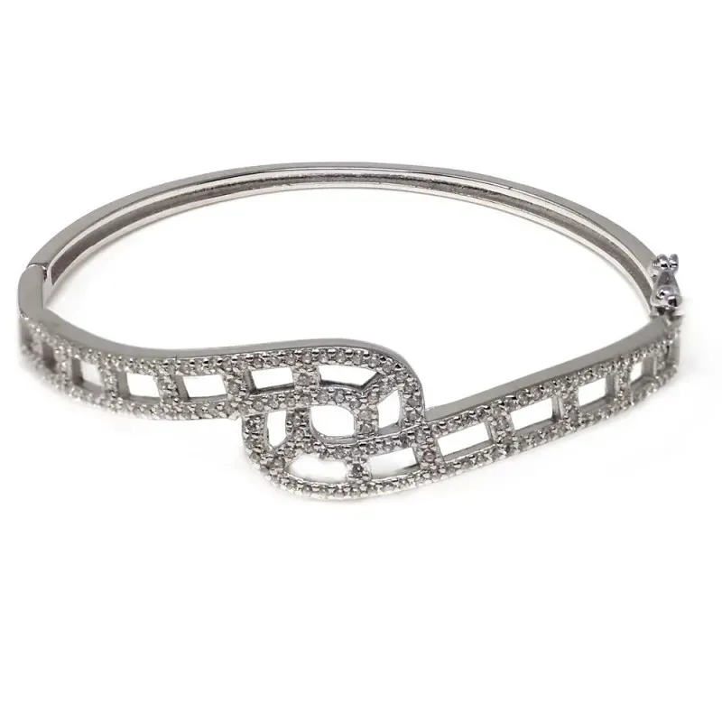 Brazalete pulsera plata Ley 925m mujer 57 mm. formas combinadas calad