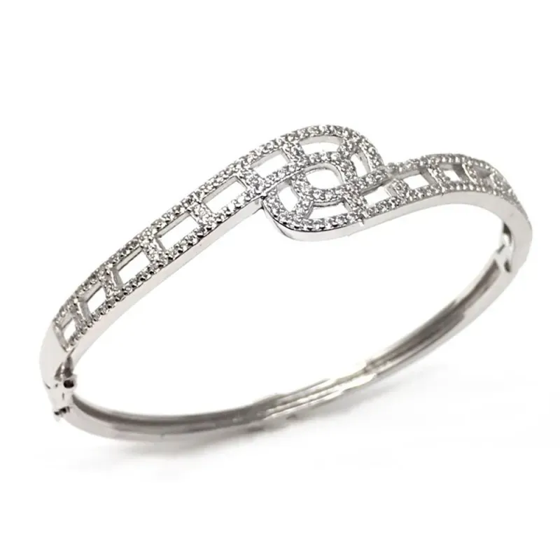 Brazalete pulsera plata Ley 925m mujer 57 mm. formas combinadas calad