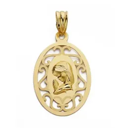 Medalla oro 18k Virgen Niña 17mm. calada [9069]