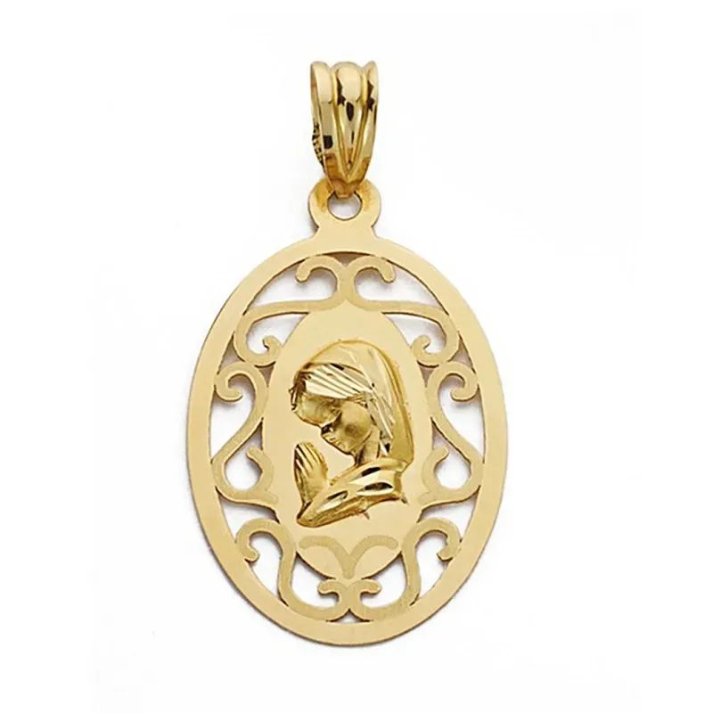 Medalla oro 18k Virgen Niña 17mm. calada [9069]