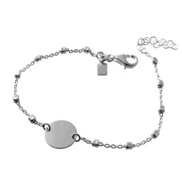 Pulsera plata Ley 925m. cadena 17cm. combinada bolas motivo disco liso 11mm. niña cierre mosquetón