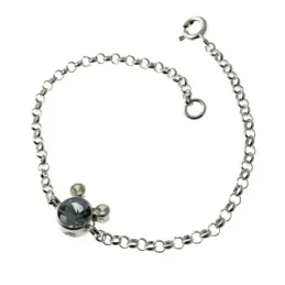 Pulsera plata Ley 925m. infantil 16cm. circonita color azul cadena rolo motivo chatón