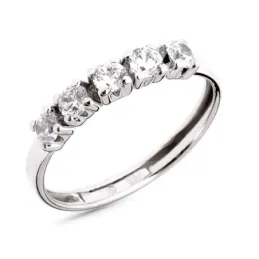 Sortija Oro Blanco 9k quintillo con circonitas de 3 mm. y garras