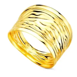 Sortija en Oro de 9k estampada acabada en brillo con ancho máximo de